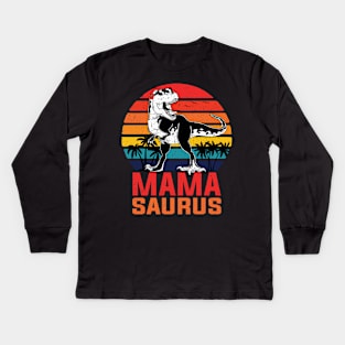 Mamasaurus T Rex Dinosaur Mama Saurus Family Matching Women Kids Long Sleeve T-Shirt